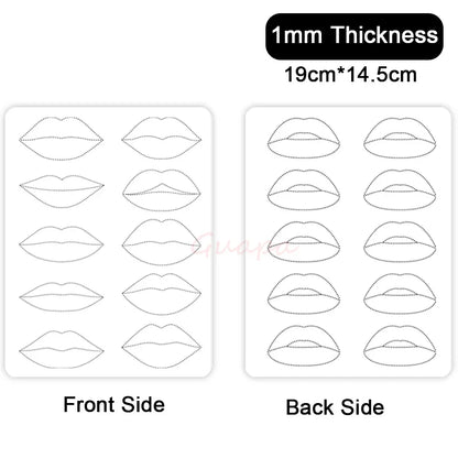 1mm Thick Double-Sided Lip Practice Skin — Microblading & PMU Stencil for Permanent Makeup Tattoo Artists