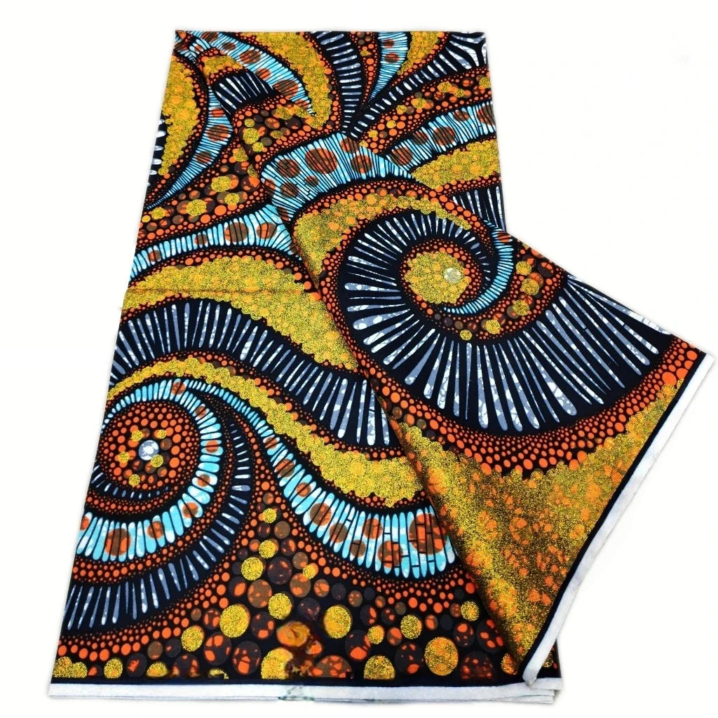 Grand Super Ankara Wax Fabric - Original 100% Cotton Glitter Batik Pagne 6 Yards Nigerian Party Dress Sewing Material