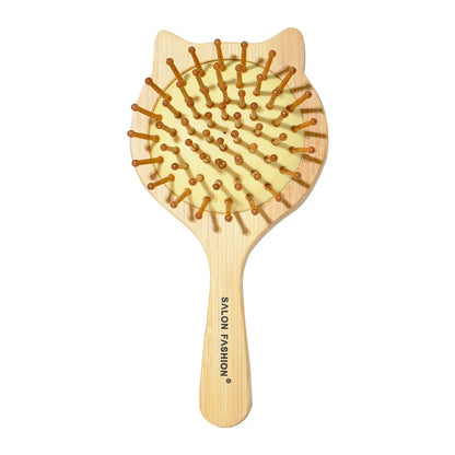 Bamboo Hair Brush with Wide Teeth & Air Bag - Smooth Scalp Massage Comb for Women Hairdressing Styling Tools