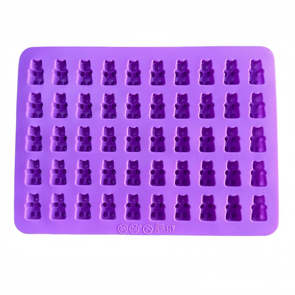 Gummy Bear Silicone Molds - Mini Chocolate Candy Molds with Droppers Food Grade Nonstick Baking Set of 4