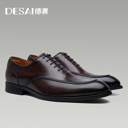 Men’s Genuine Leather British Dress Shoes - Elegant Carved Business & Formal Wedding Shoes for Classic Style