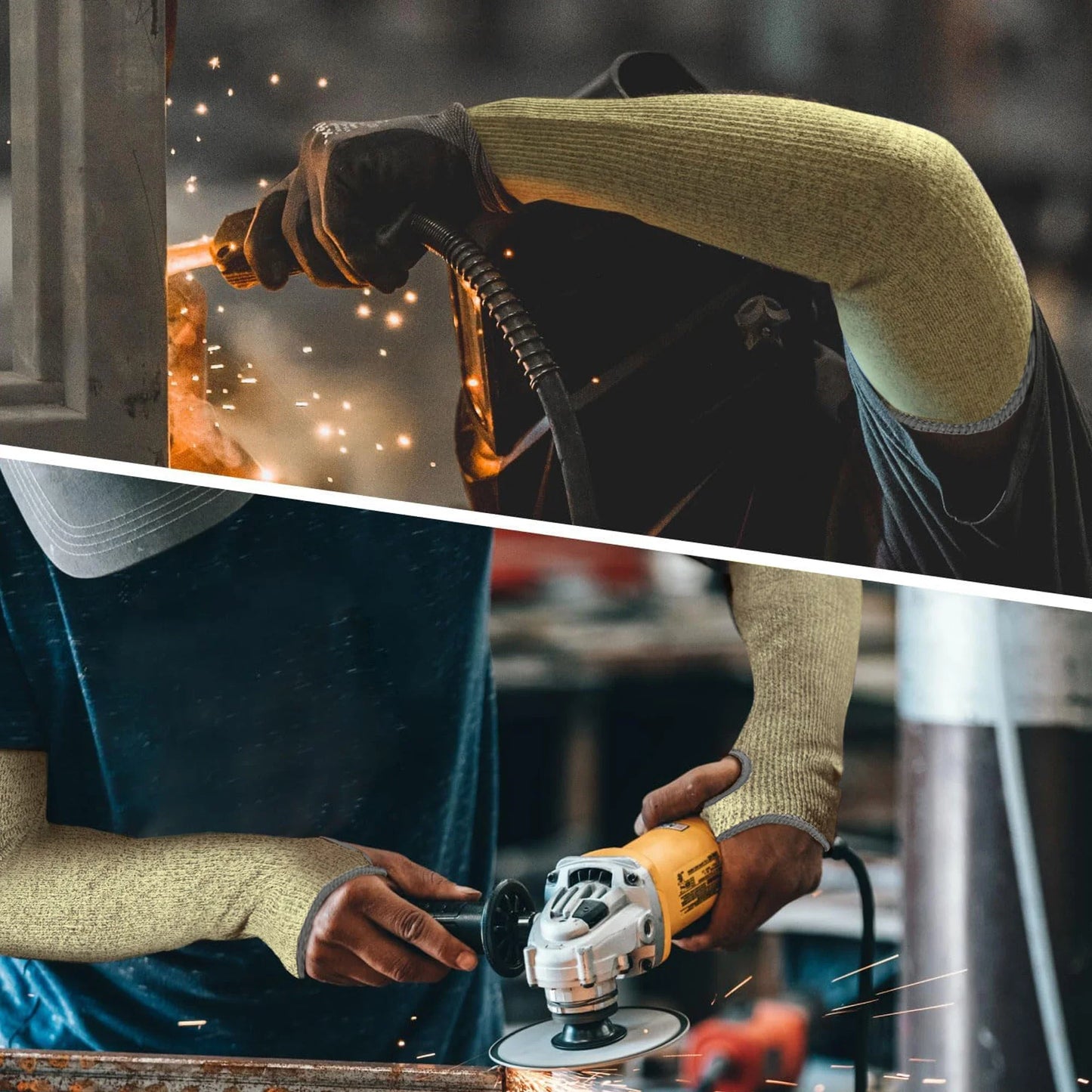 Kevlar Cut Resistant Sleeves - 44cm Aramid Fiber Arm Protection for Welding, Gardening & Heat Resistant Work