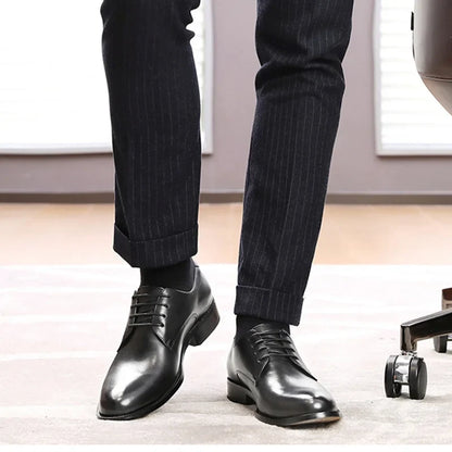 Men’s Genuine Leather Derby Shoes - Classic Business Dress and Casual Footwear for Office and Special Occasions