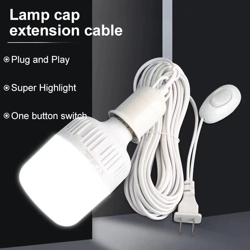 Versatile Lamp Bases with Switch: 3/5/8/10m LED Bulb Socket Adapter E27 Screw Lamp Holder - Suspension Tools with Two Plugs for Easy Installation