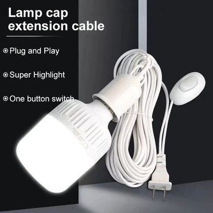 Versatile Lamp Bases with Switch: 3/5/8/10m LED Bulb Socket Adapter E27 Screw Lamp Holder - Suspension Tools with Two Plugs for Easy Installation