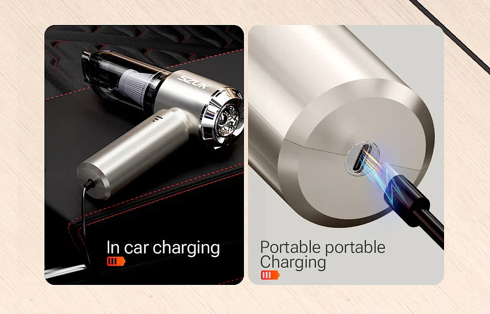 SZUK Mini Wireless Car Vacuum Cleaner – 98500Pa Powerful Suction, Handheld Portable Vacuum for Car Cleaning