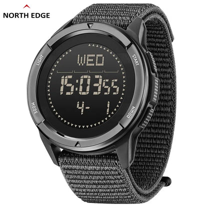 NORTH EDGE ALPS Men’s Digital Carbon Fiber Sports Watch – Shock-Resistant Military Style, Super Light, 50M Waterproof with Compass