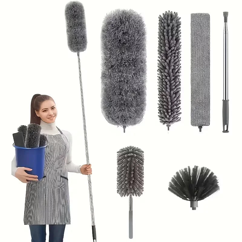Microfiber Duster with 113.39in Telescopic Pole - Reusable High Ceiling Cleaner for Fans & Spider Web Removal