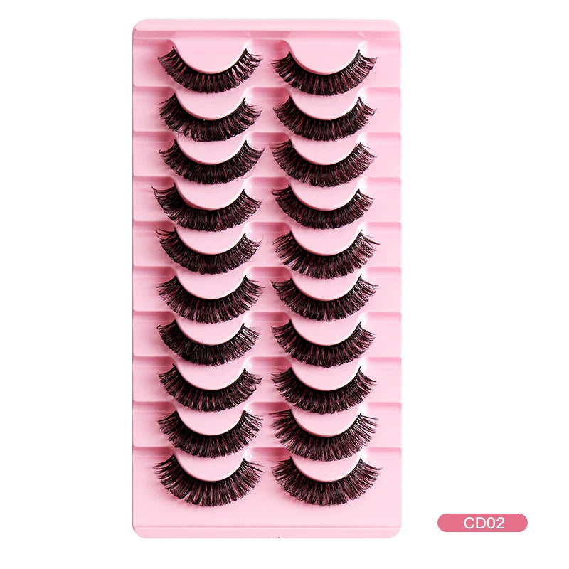 2/10 Pairs 3D Mink Russian Strip False Eyelashes – Dramatic Fake Lash Extensions for Makeup
