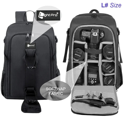 Large Waterproof Camera Backpack — DSLR & Video Tripod Bag with Rain Cover for Canon, Nikon, Sony, Pentax