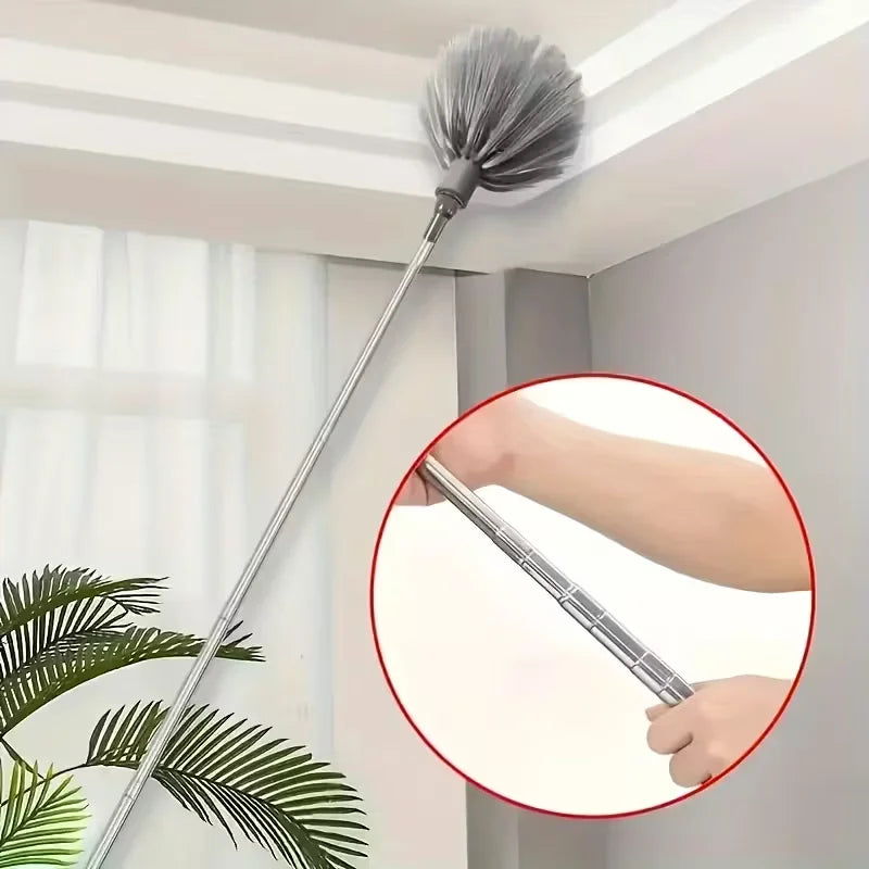 Adjustable Spider Web Ceiling Cleaner - Heavy-Duty Metal Broom with Ergonomic Handle for Multi-Surface Dusting