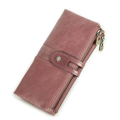 CONTACT'S Men’s Genuine Leather Clutch Wallet – Long Vintage Wallet with Card Holder, Zipper Coin Purse & Money Bag