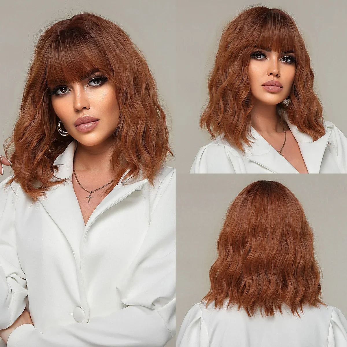 CharmSource Pink BOBO Short Synthetic Wig – Natural Wavy Heat Resistant Hair Wig for Women, Party & Daily Wear