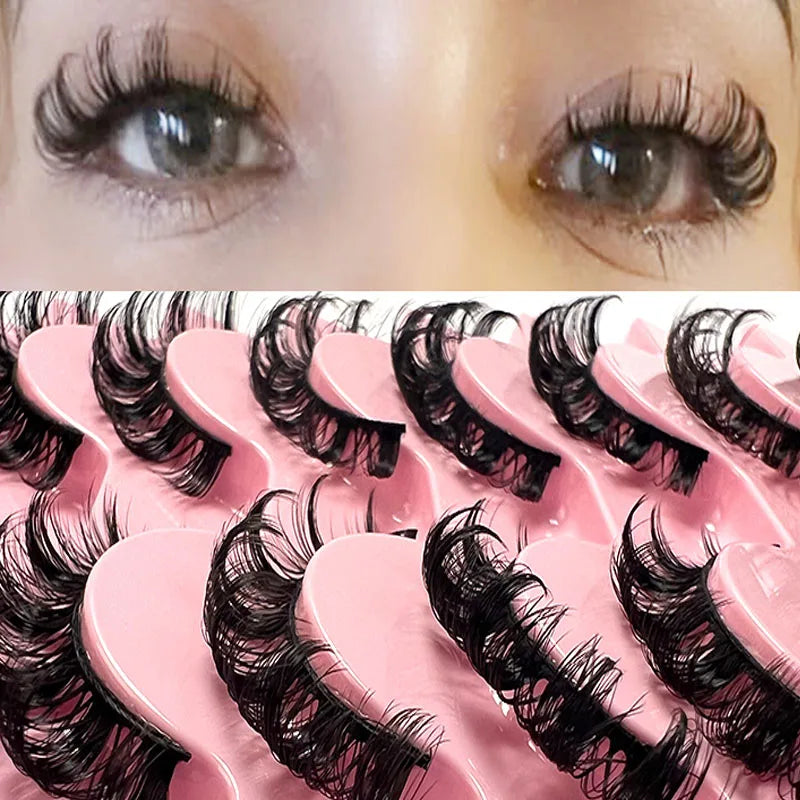 2/10 Pairs 3D Mink Russian Strip False Eyelashes – Dramatic Fake Lash Extensions for Makeup
