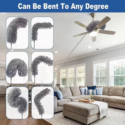 Microfiber Duster with 113.39in Telescopic Pole - Reusable High Ceiling Cleaner for Fans & Spider Web Removal