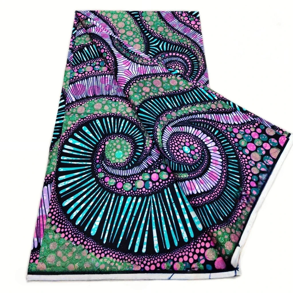 Grand Super Ankara Wax Fabric - Original 100% Cotton Glitter Batik Pagne 6 Yards Nigerian Party Dress Sewing Material