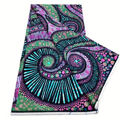 Grand Super Ankara Wax Fabric - Original 100% Cotton Glitter Batik Pagne 6 Yards Nigerian Party Dress Sewing Material