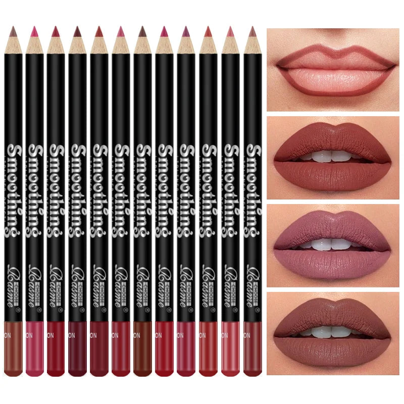 12pcs Long-Lasting Lipstick Set – Matte Lip Gloss & Lip Liner Pencil for Women, Valentine's Day Gift
