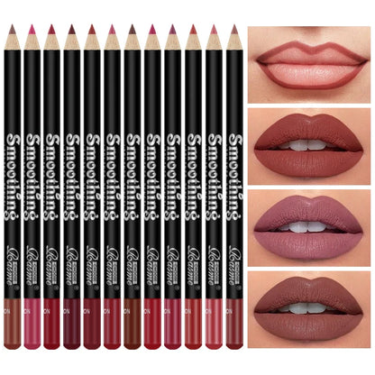 12pcs Long-Lasting Lipstick Set – Matte Lip Gloss & Lip Liner Pencil for Women, Valentine's Day Gift