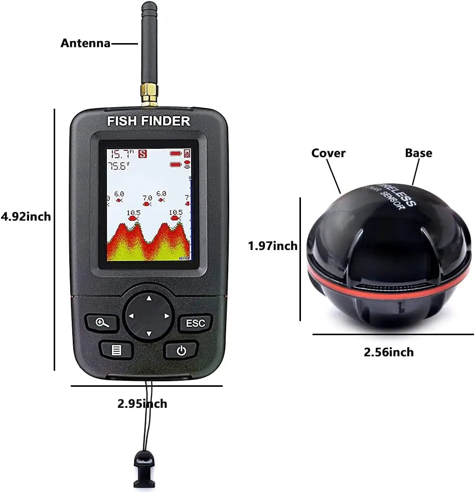 Wireless Sonar Fish Finder - Portable Underwater Fishing Detector with Echo Sounder and Fishing Alert