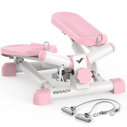 MERACH Mini Stepper with Resistance Bands — 330lbs Capacity Fitness Stepper for Home Exercise & Twisting Workouts