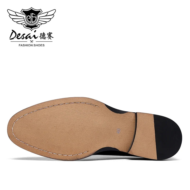 Men’s Full Grain Leather Derby Shoes - Minimalist Formal Business Lace-Up Dress Shoes