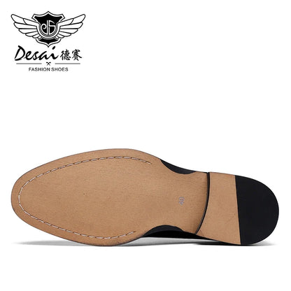 Men’s Full Grain Leather Derby Shoes - Minimalist Formal Business Lace-Up Dress Shoes