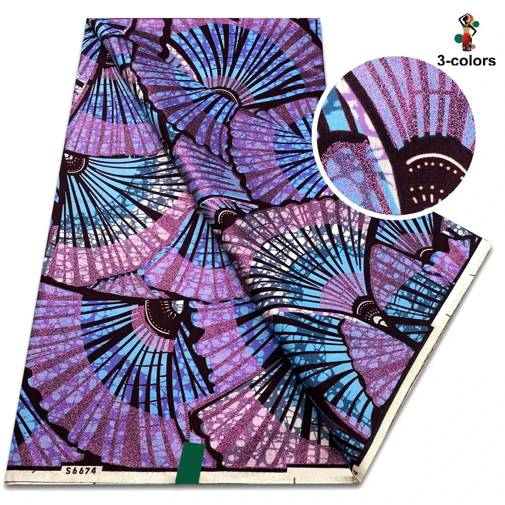 Premium Gold Print Pagne Fabric - 100% Cotton African Real Wax Ankara Grand SUP Nigerian Fabric