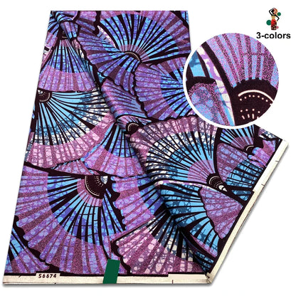 Premium Gold Print Pagne Fabric - 100% Cotton African Real Wax Ankara Grand SUP Nigerian Fabric