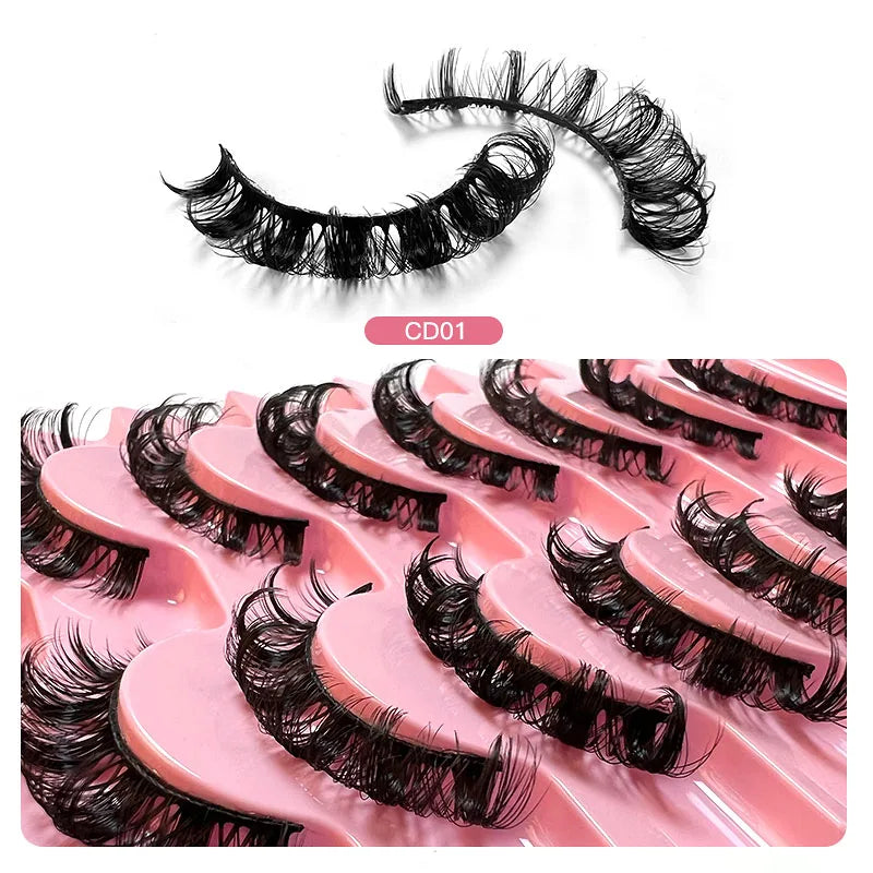 2/10 Pairs 3D Mink Russian Strip False Eyelashes – Dramatic Fake Lash Extensions for Makeup