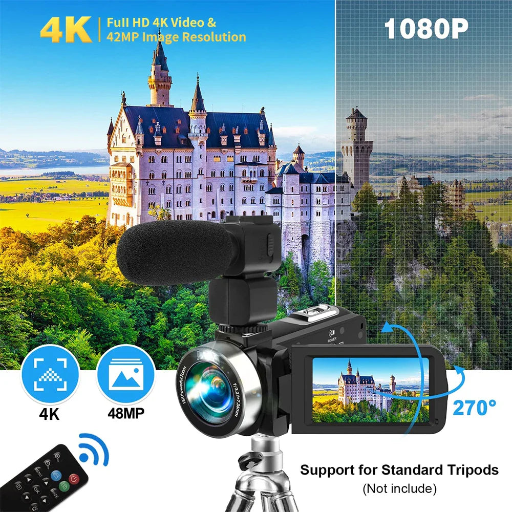 4K Digital Camera – 42MP HD Camera with 18X Zoom, 3.0-inch Screen, Flash & Portable Video Recorder
