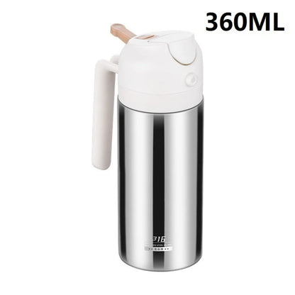 2-in-1 Oil Dispenser Bottle - Stainless Steel Cooking Oil Sprayer for Baking, Cooking & Portable Refillable Use