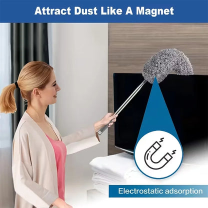 Microfiber Duster with 113.39in Telescopic Pole - Reusable High Ceiling Cleaner for Fans & Spider Web Removal