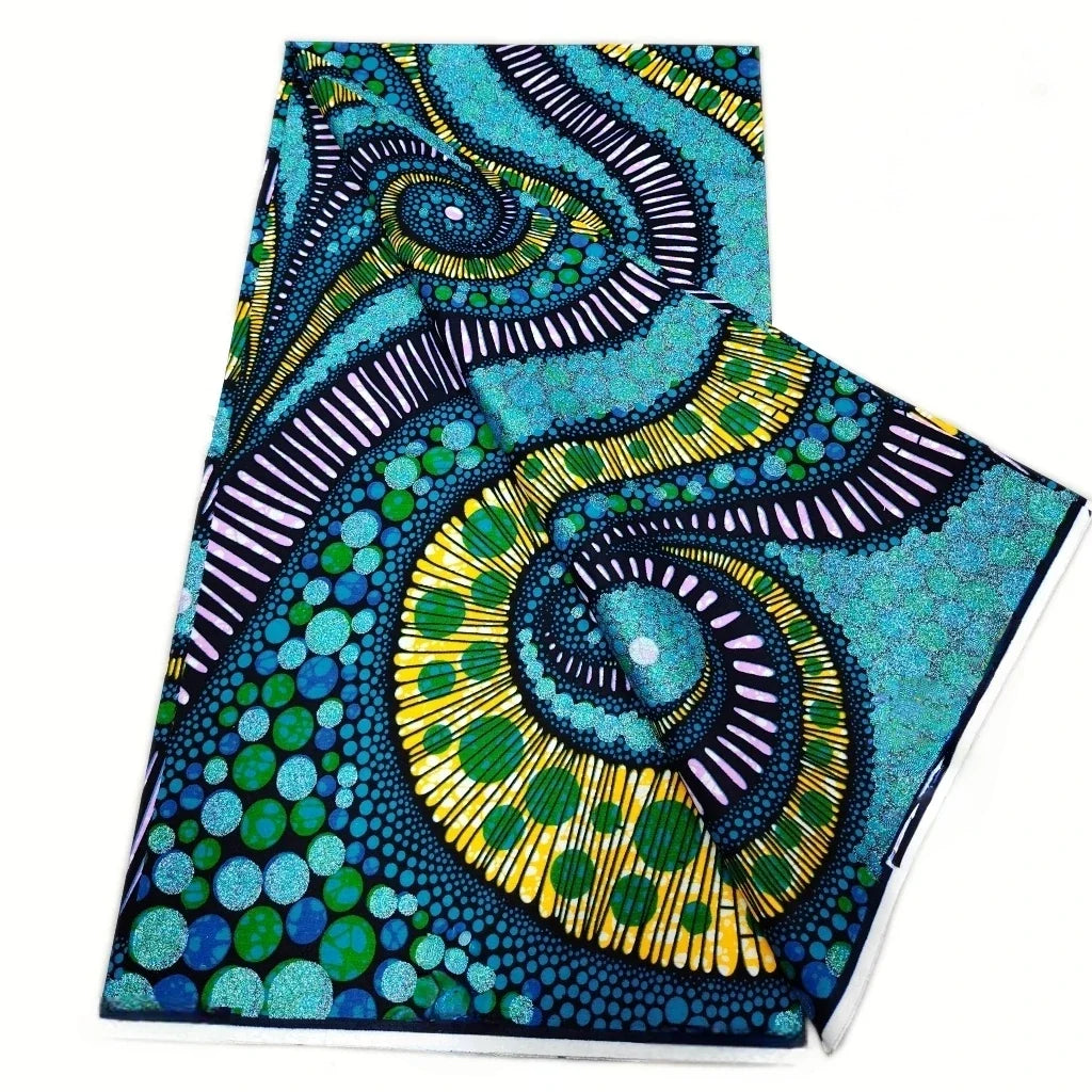 Grand Super Ankara Wax Fabric - Original 100% Cotton Glitter Batik Pagne 6 Yards Nigerian Party Dress Sewing Material