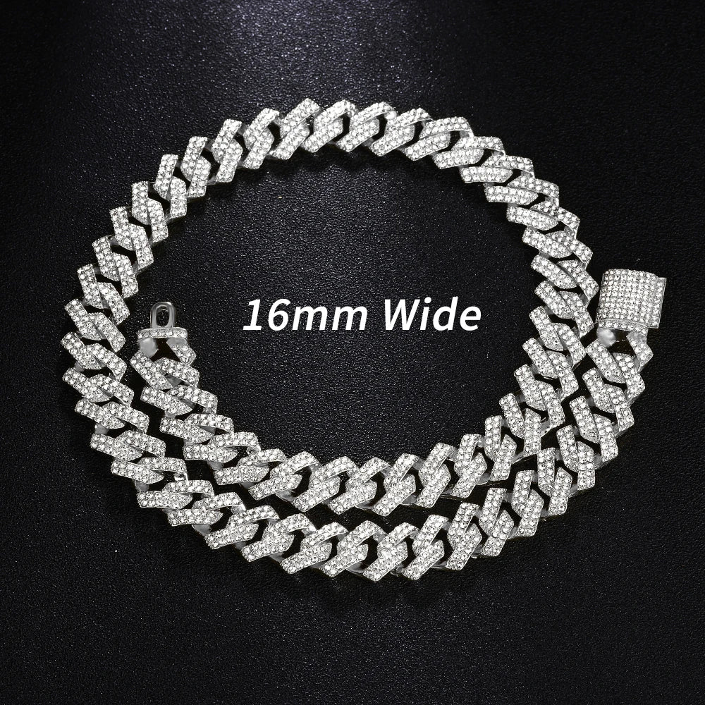 Gold Color Cuban Chain Watch for Men - Hip Hop Miami Curb, Iced Out Rhinestones, Bling Rapper Necklace, Watch & Bracelet Jewelry
