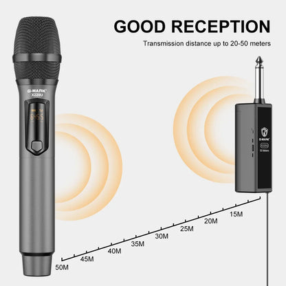 G-MARK X220U Wireless Microphone - UHF Karaoke Mic With Rechargeable Battery Receiver For Speakers & 5 Hour Performance Use