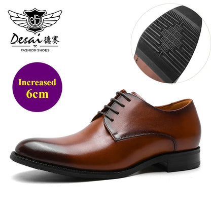 Men’s Genuine Leather Derby Shoes - Classic Business Dress and Casual Footwear for Office and Special Occasions