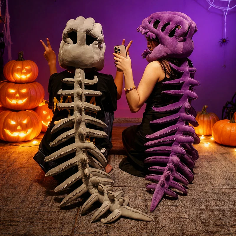 Dinosaur Skeleton Headgear Pillow – 4 Colors for Party Cosplay & Cozy Sofa Lounging