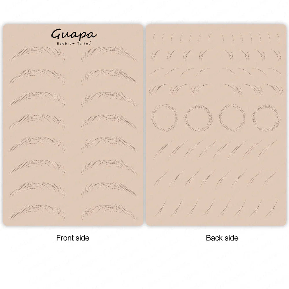 Silicone Practice Skin for Permanent Makeup — Double-Sided Latex Sheet with Brows Design for Hair Stroke Training