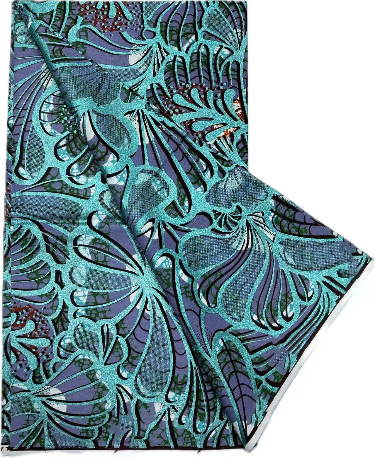 Grand Super Ankara Wax Fabric - Original 100% Cotton Glitter Batik Pagne 6 Yards Nigerian Party Dress Sewing Material