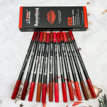 12pcs Long-Lasting Lipstick Set – Matte Lip Gloss & Lip Liner Pencil for Women, Valentine's Day Gift