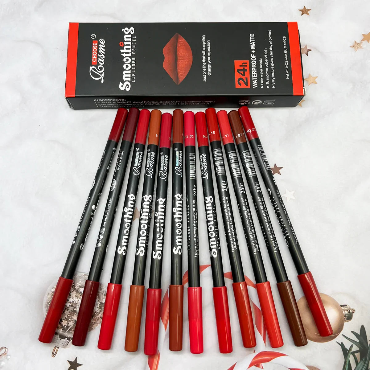 12-Piece Long-Lasting Lipstick Set with Lip Liner & Matte Lip Gloss — Professional Makeup Gift for Women