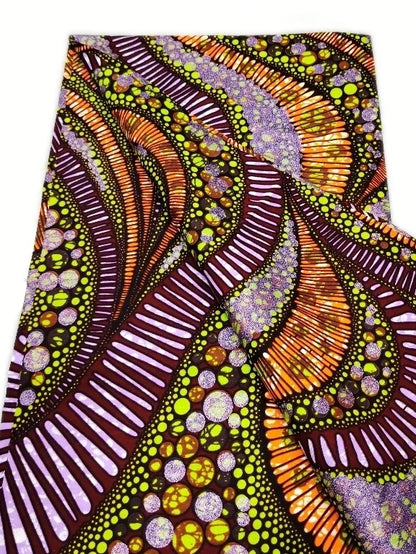 Original African Wax Print Fabric - 6 Yards 100% Cotton Nigerian Ankara Sewing Material for Women’s Dresses
