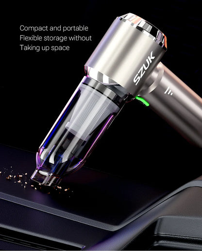 SZUK Mini Wireless Car Vacuum Cleaner – 98500Pa Powerful Suction, Handheld Portable Vacuum for Car Cleaning