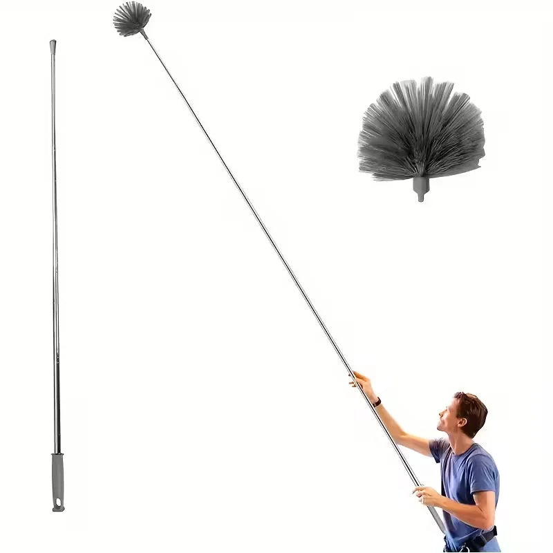 Adjustable Spider Web Ceiling Cleaner - Heavy-Duty Metal Broom with Ergonomic Handle for Multi-Surface Dusting