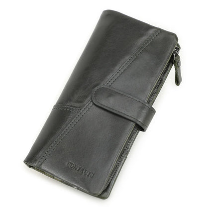 CONTACT'S Genuine Leather Men’s Long Wallet – Phone Bag with Zipper Coin Pocket, Clutch Purse & Small Wallet