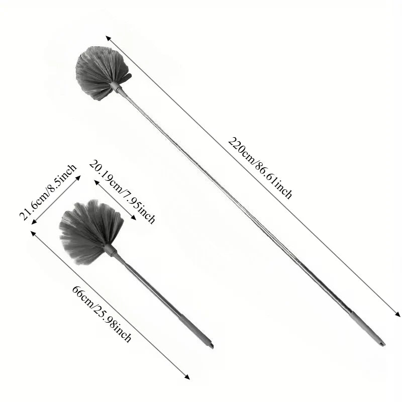 Adjustable Spider Web Ceiling Cleaner - Heavy-Duty Metal Broom with Ergonomic Handle for Multi-Surface Dusting