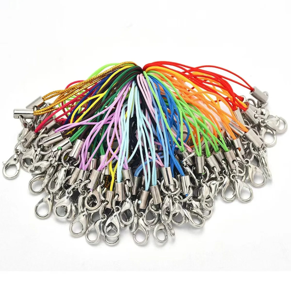 50PCS Black Strap Charm Cords - Lanyard Rope Keychains with Lobster Clasps for Jewelry & DIY Accessories
