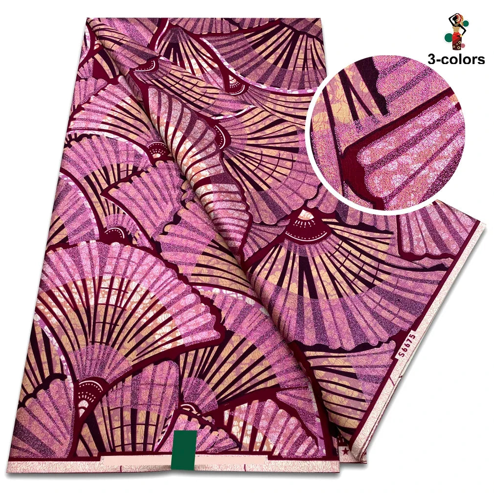 Premium Gold Print Pagne Fabric - 100% Cotton African Real Wax Ankara Grand SUP Nigerian Fabric