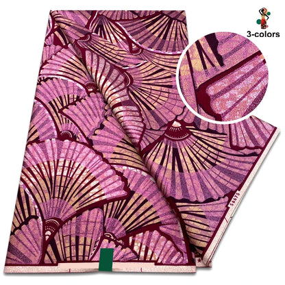 Premium Gold Print Pagne Fabric - 100% Cotton African Real Wax Ankara Grand SUP Nigerian Fabric